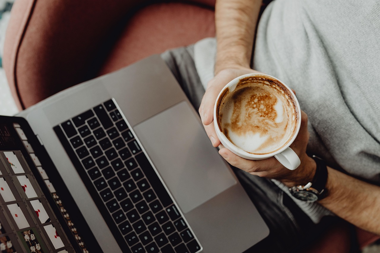 Coffee, cup, computer — IPTV Premier League Matches Live and Direct